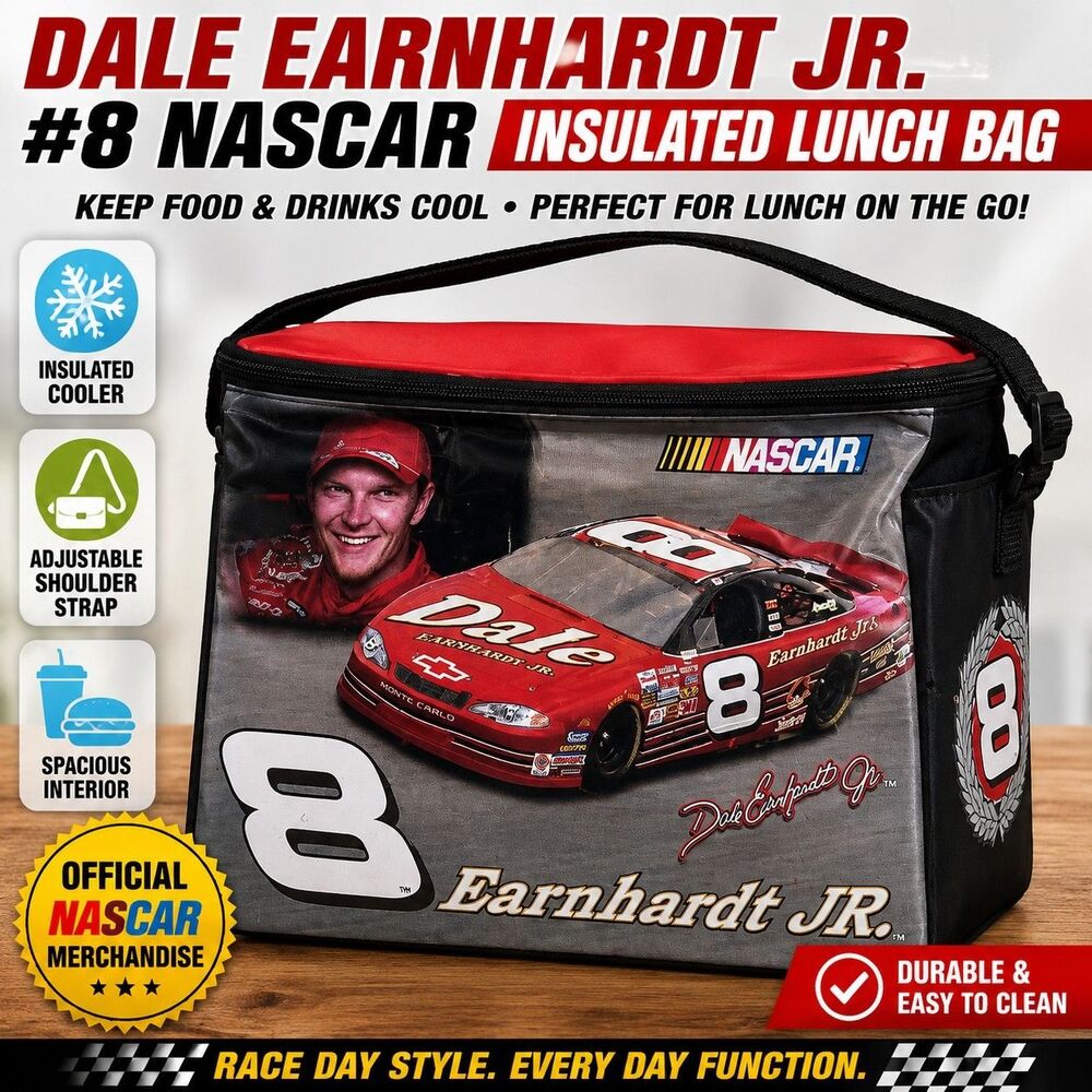 Dale Earnhardt Jr #8 NASCAR Insulated Lunch Bag Cooler Budweiser Shoulder Tote